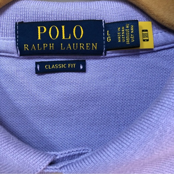 Ralph Lauren Polo purple polo shirt with all over white ponies size L EUC - Picture 4 of 7